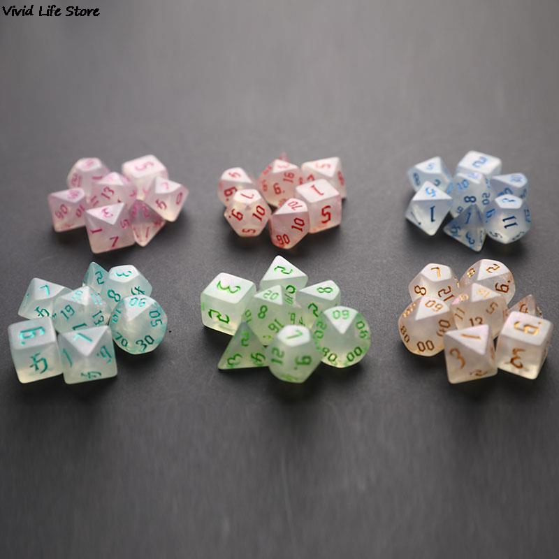 7Pcs Iridescent Glitter Polyhedral Dice Set